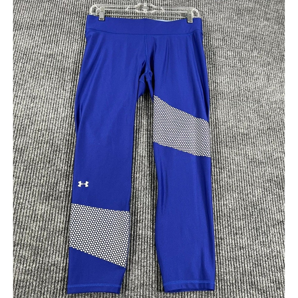 Under Armour Leggings Womens Large Blue Compression Heat Gear Activewear Gym